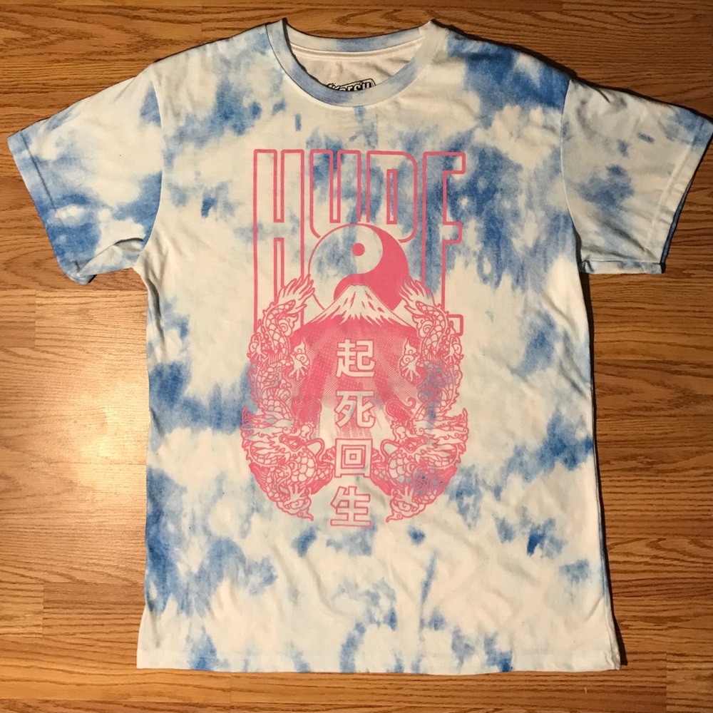 Fresh Laundry Blue / White Tie Dye T-shirt Mens L Hype Print Logo NWOT